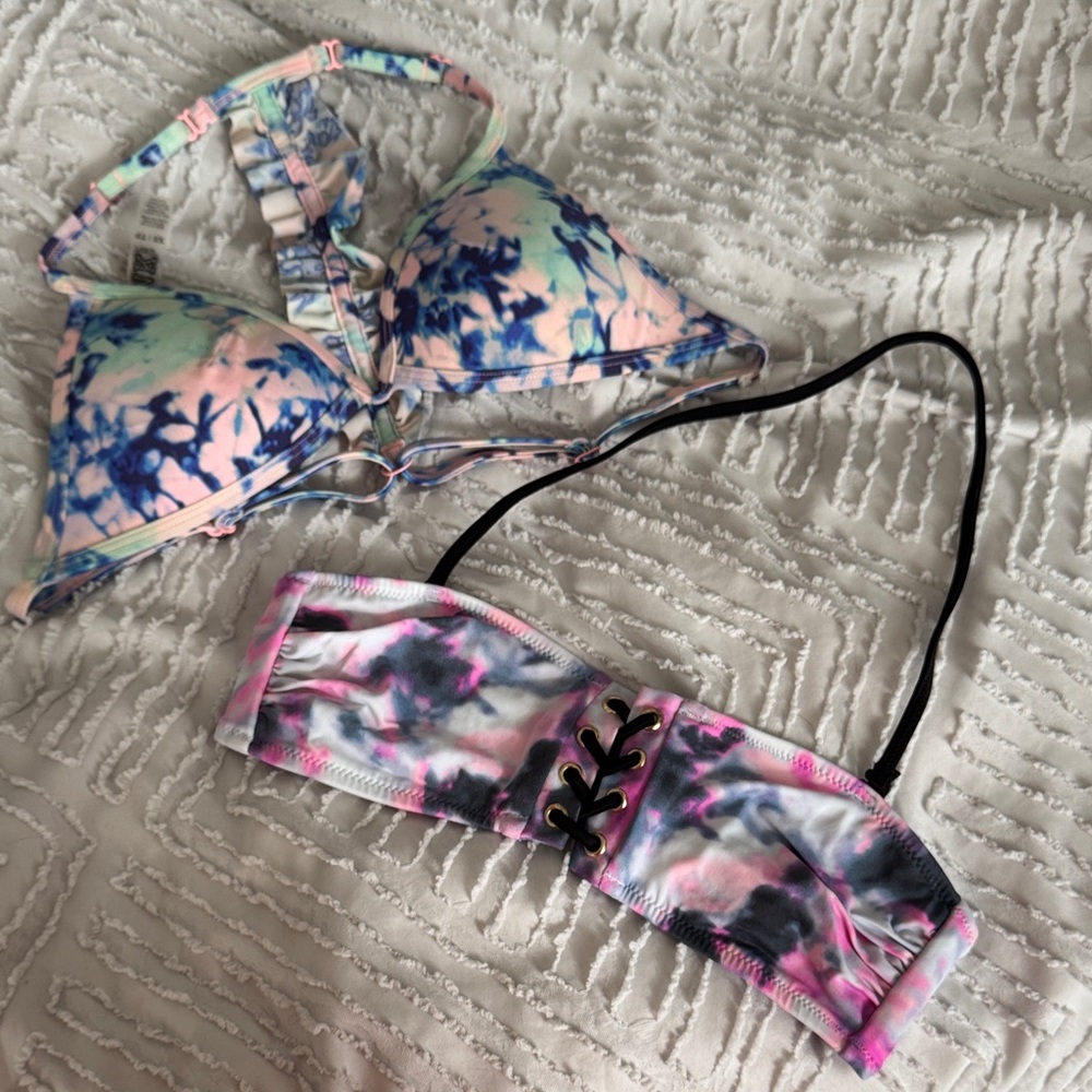 PINK Victoria's Secret Pastel Tie-Dye Bikini Top 2pk